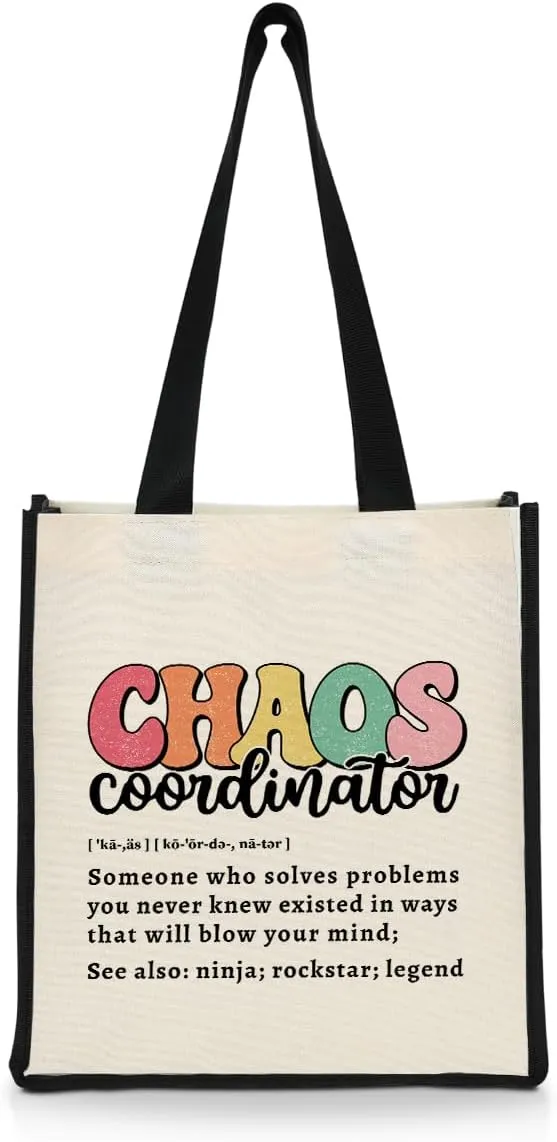 Chaos Coordinator Waterproof Tote Bag Thank You Gifts Office Beach Bag, Employee Appreciation Gifts for Boss Day