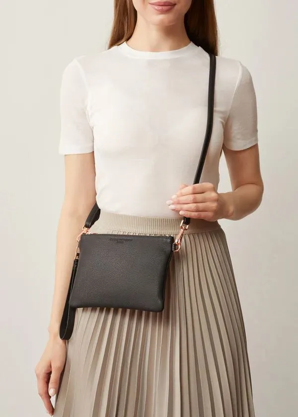 CHARLIE MIDDLETON Black Nappa Essential Crossbody Bag - Gold