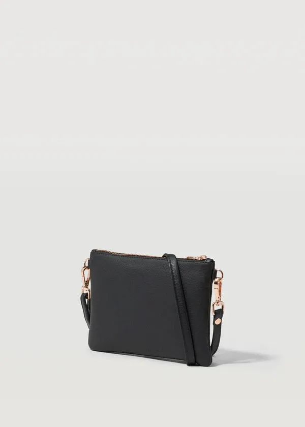 CHARLIE MIDDLETON Black Nappa Essential Crossbody Bag - Gold