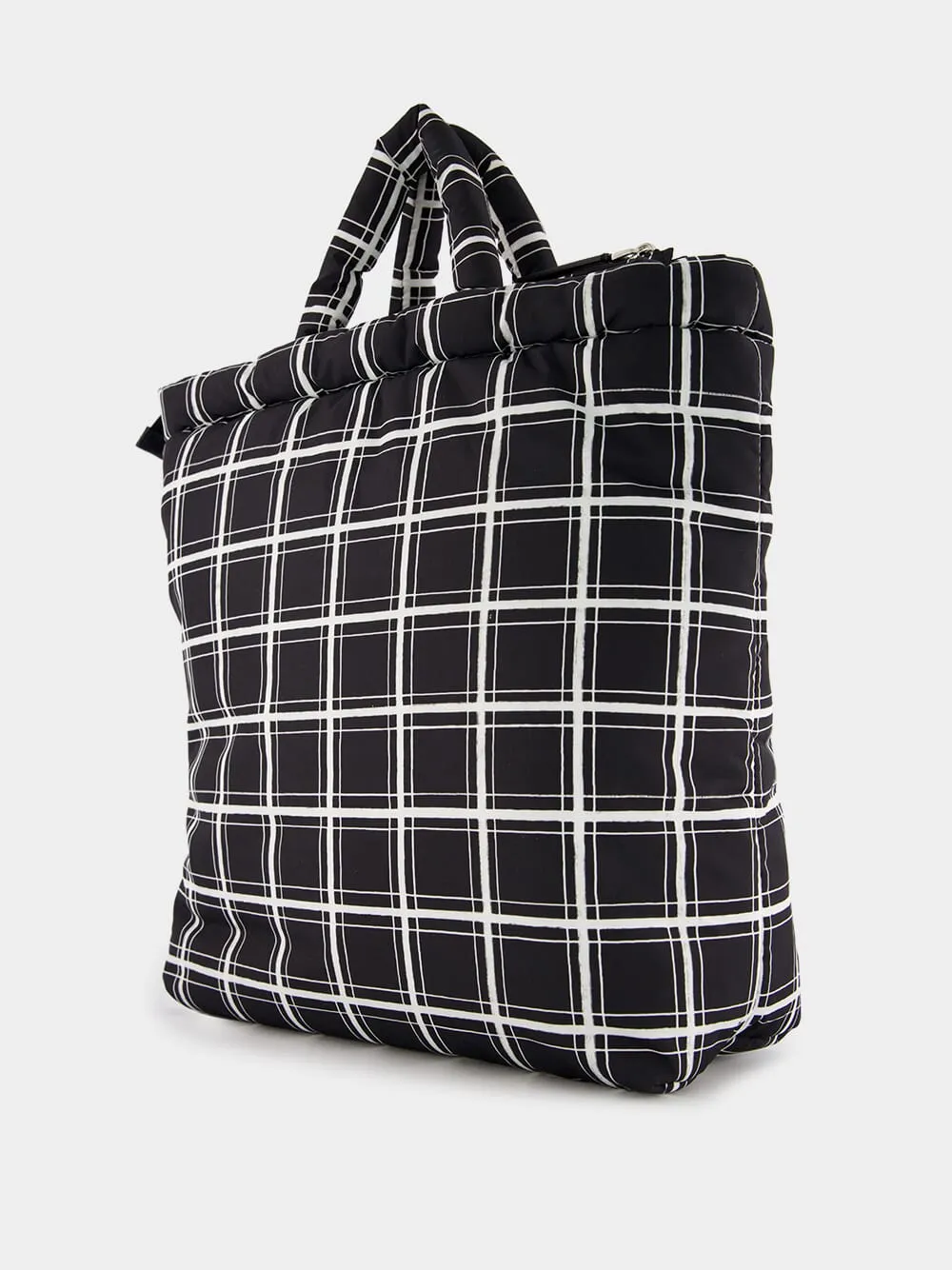 Checked Puff Tote Bag