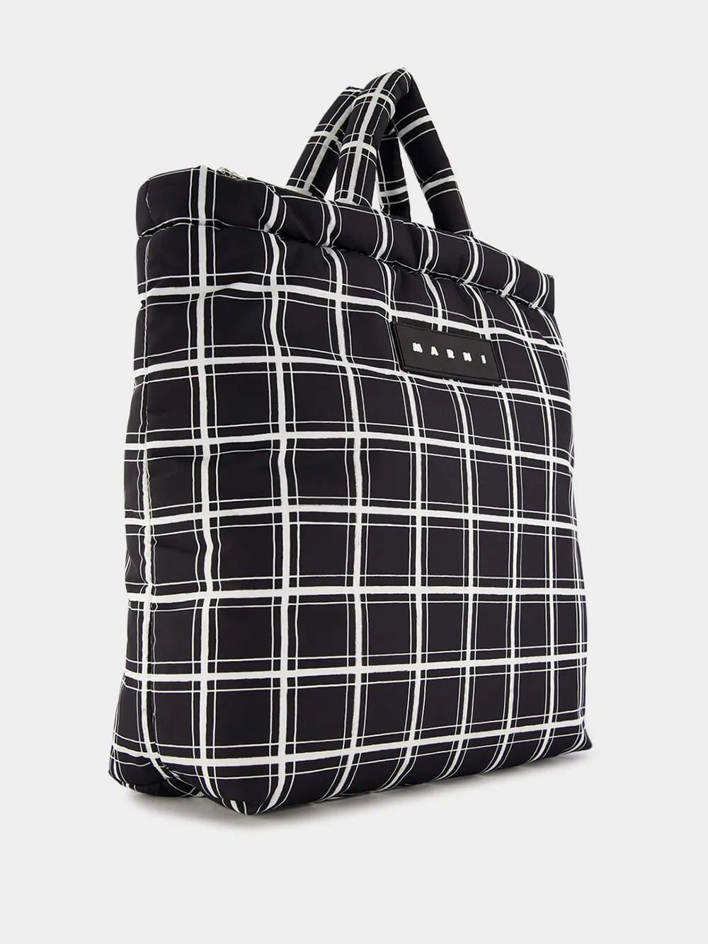 Checked Puff Tote Bag