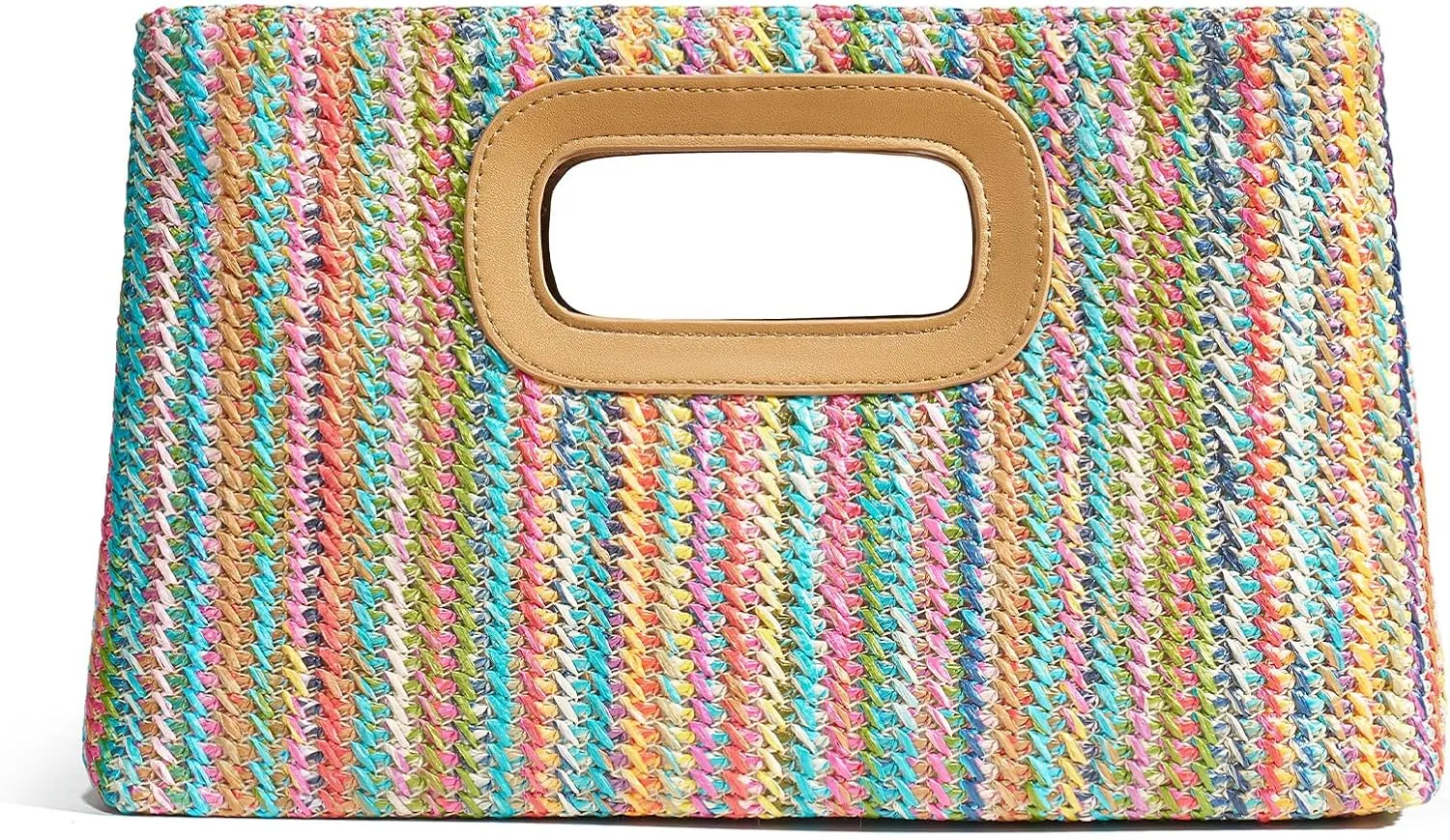 Chic Straw Clutch Purses for Women with Top Handle Summer Bag, Ideal Vacation Handbags and Woven Boho Beach Bags