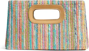 Chic Straw Clutch Purses for Women with Top Handle Summer Bag, Ideal Vacation Handbags and Woven Boho Beach Bags
