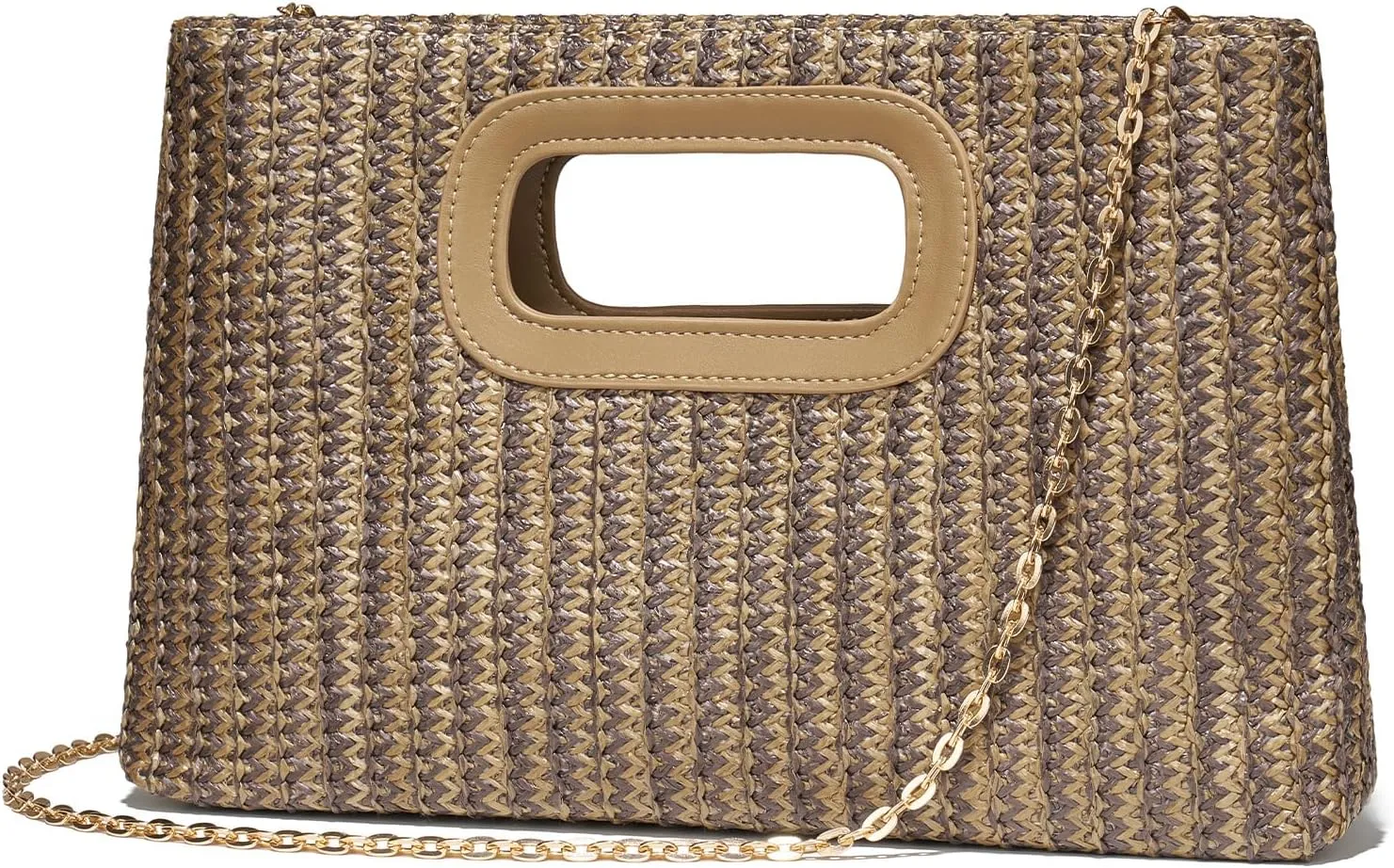 Chic Straw Clutch Purses for Women with Top Handle Summer Bag, Ideal Vacation Handbags and Woven Boho Beach Bags