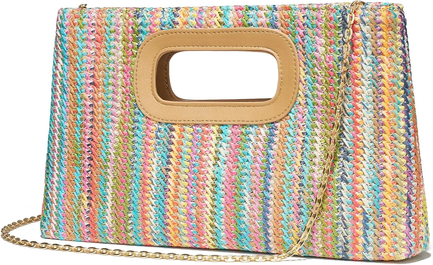 Chic Straw Clutch Purses for Women with Top Handle Summer Bag, Ideal Vacation Handbags and Woven Boho Beach Bags