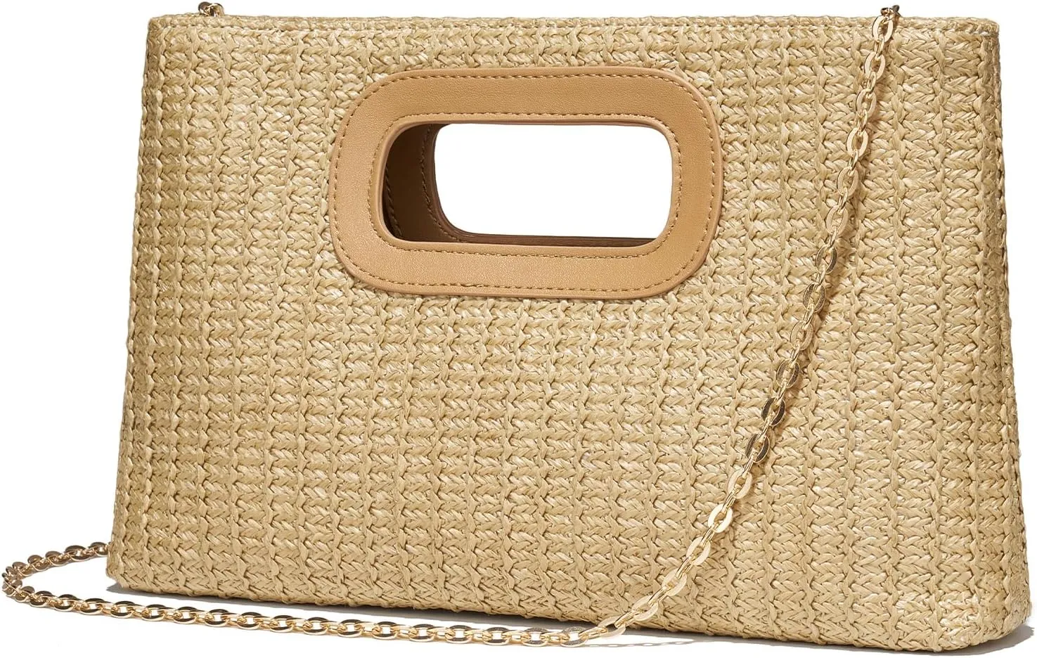 Chic Straw Clutch Purses for Women with Top Handle Summer Bag, Ideal Vacation Handbags and Woven Boho Beach Bags