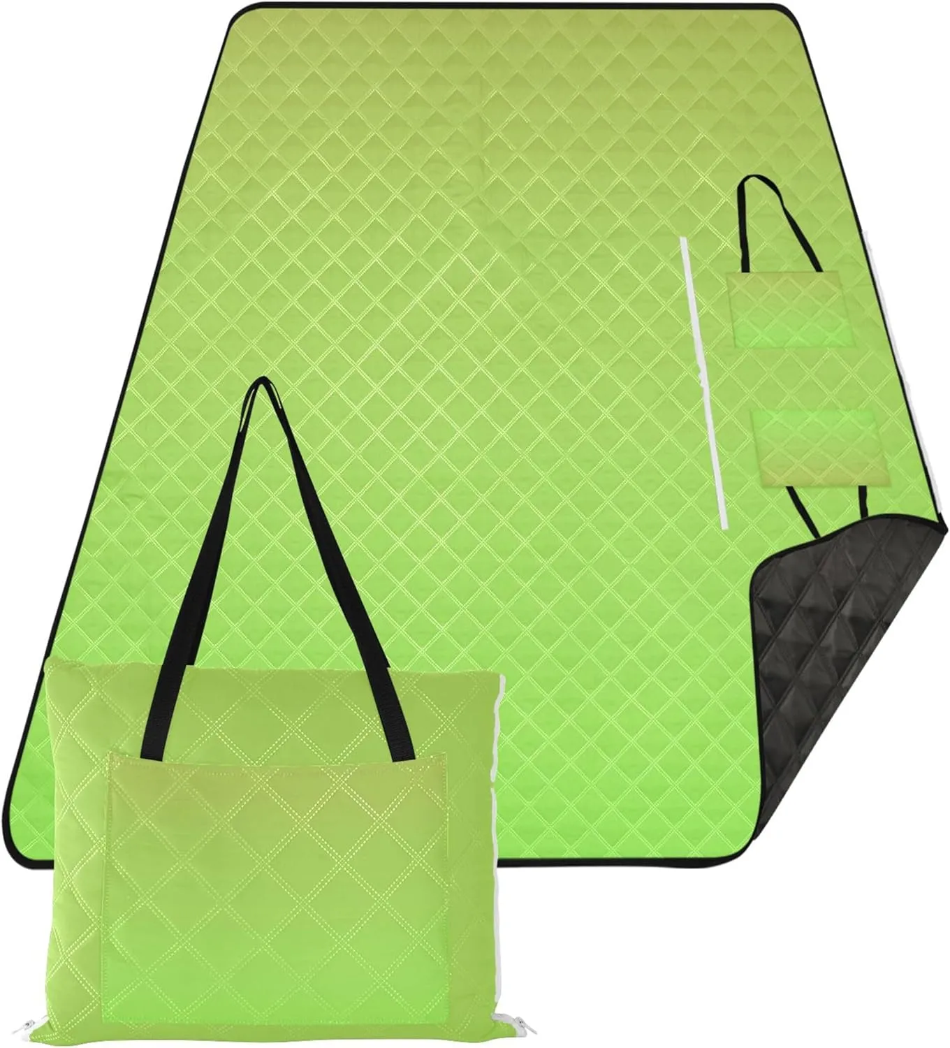 CHIFIGNO Avocado Green Fresh Leaves Gradient Beach Blanket Waterproof Sandproof Foldable Picnic Blankets Large Outdoor Camping Grass Mat 80" x 60"