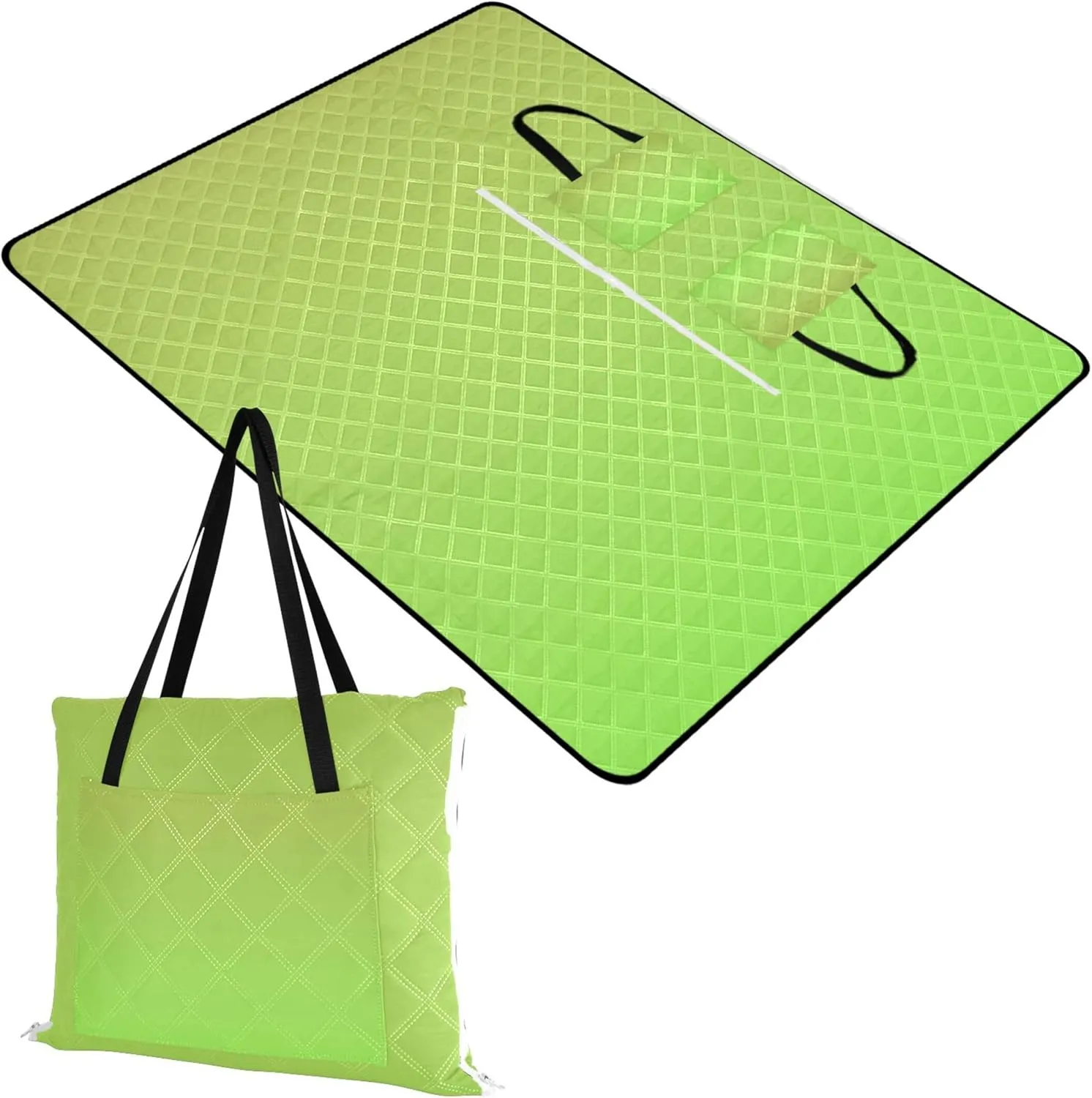 CHIFIGNO Avocado Green Fresh Leaves Gradient Beach Blanket Waterproof Sandproof Foldable Picnic Blankets Large Outdoor Camping Grass Mat 80" x 60"