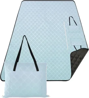 CHIFIGNO Blue Powder Gradient Pink Picnic Blanket Foldable Sand Proof Beach Blanket Waterproof Floral Outdoor Camping Mat 80" x 60"