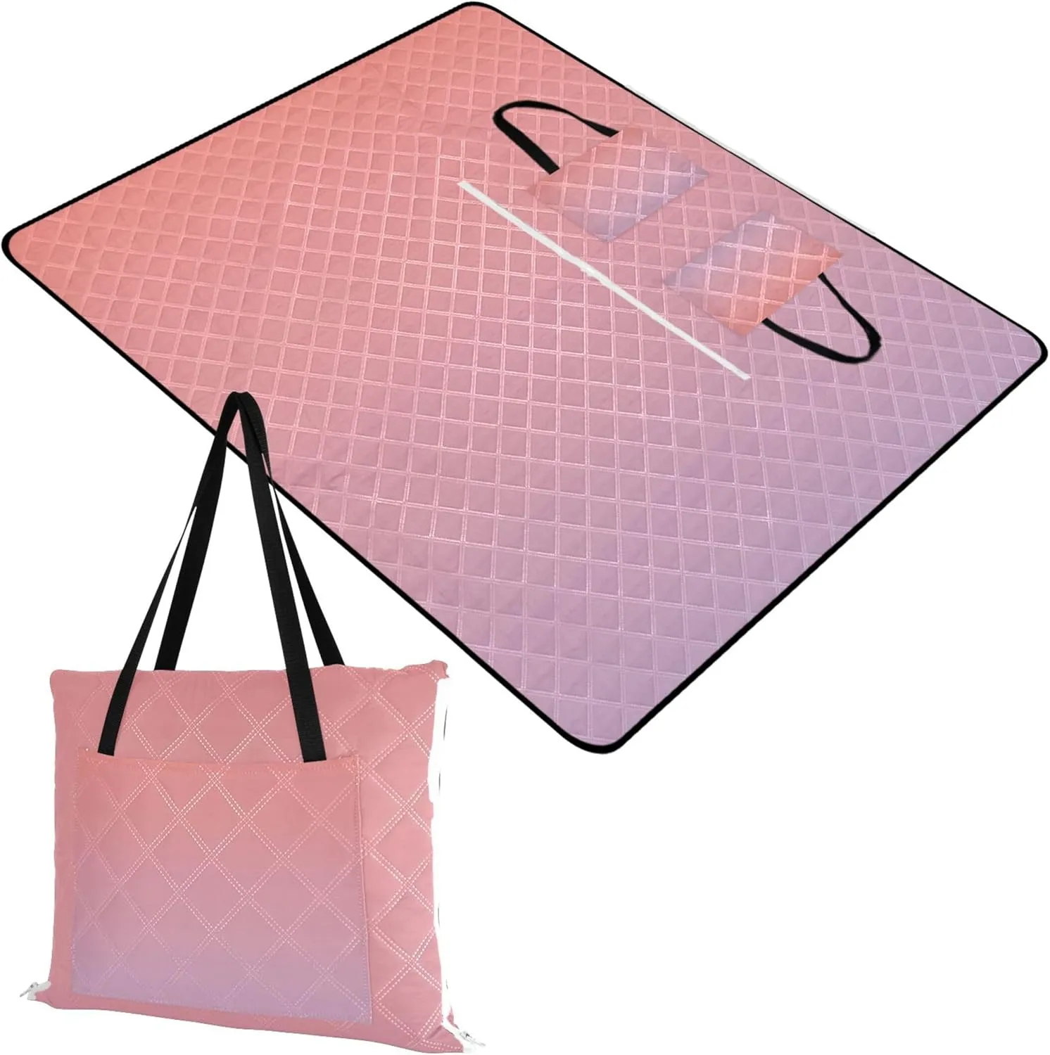 CHIFIGNO Coral Pink Lilac Gradient Sandproof Beach Blanket Waterproof Grass Blankets for Outdoors Cute Picnic Essentials Foldable 80" x 60"