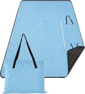 CHIFIGNO Light Sky Blue Sand Free Beach Blanket Waterproof, Outdoor Camping Grass Mat Picnic Accessories Foldable, 80" x 60"