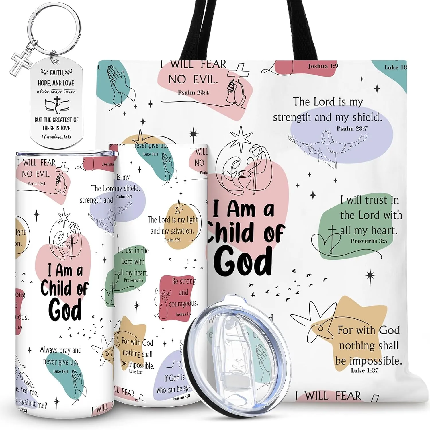 Christian Gifts for Women Faith Religious Spiritual Inspirational Gift Mothers Day Christian Tumbler Bible Tote Bag Regalos Cristianos En Español for Mom Sister Wife(I Am A Child of God)