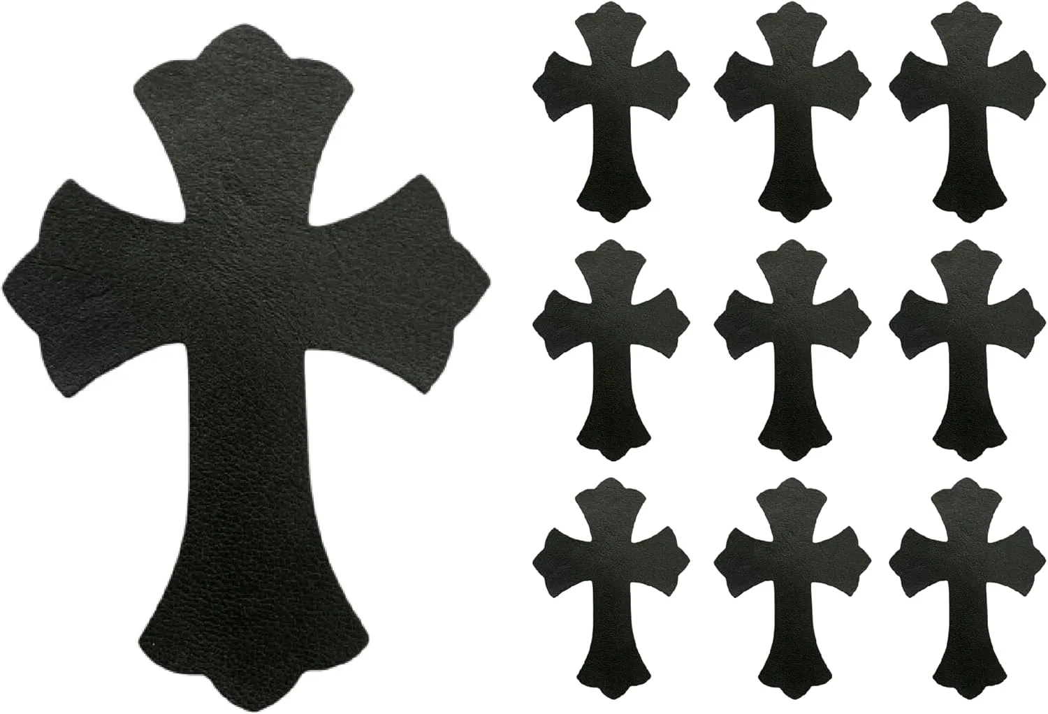 Chrome Hearts Inspired Leather Cross Patches, 10pcs, DIY Craft Pieces, Black