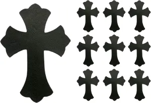Chrome Hearts Inspired Leather Cross Patches, 10pcs, DIY Craft Pieces, Black