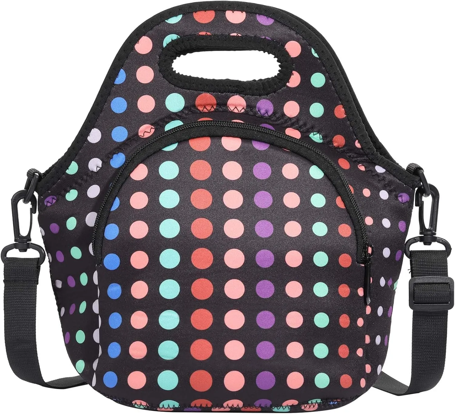CILLA Neoprene Lunch Bag for Women Insulated Lunch Tote Bags Washable Lunch Container Box Picnic Lightweight Meal Prep Bags(Small Colored Dots )