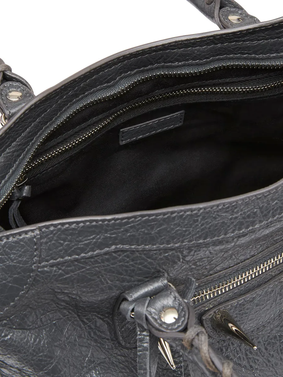 Classic City Small Spiked Shoulder Bag in Anthracite