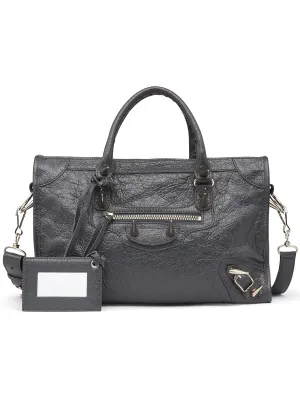 Classic City Small Spiked Shoulder Bag in Anthracite