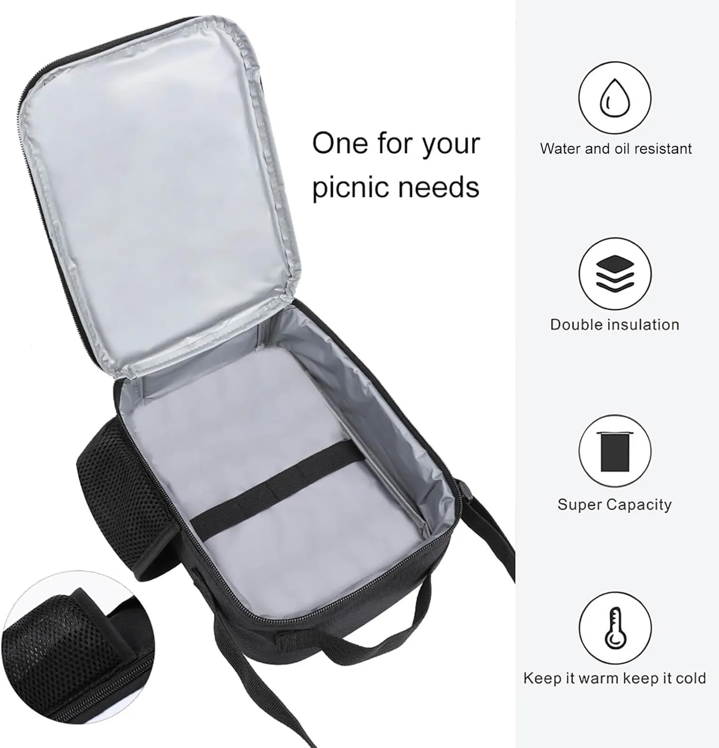Classic Lunch Box for Men Women,Green Grasshopper Image Reusable Insulated Lunch Bag Cooler for Work Picnic Or Travel