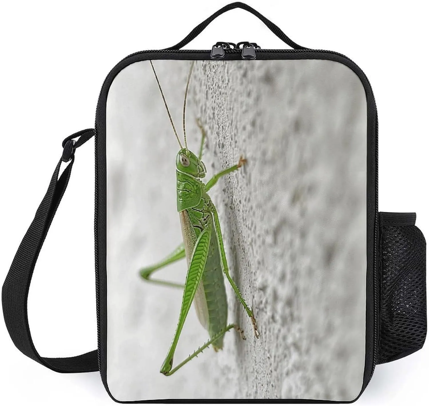 Classic Lunch Box for Men Women,Green Grasshopper Image Reusable Insulated Lunch Bag Cooler for Work Picnic Or Travel