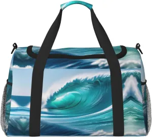 Clear Sky Wave Travel Tote Bag â€“ Large Reusable Shopping Bag, Vacation Tote, Sports Duffel Bag with Adjustable Crossbody Strap
