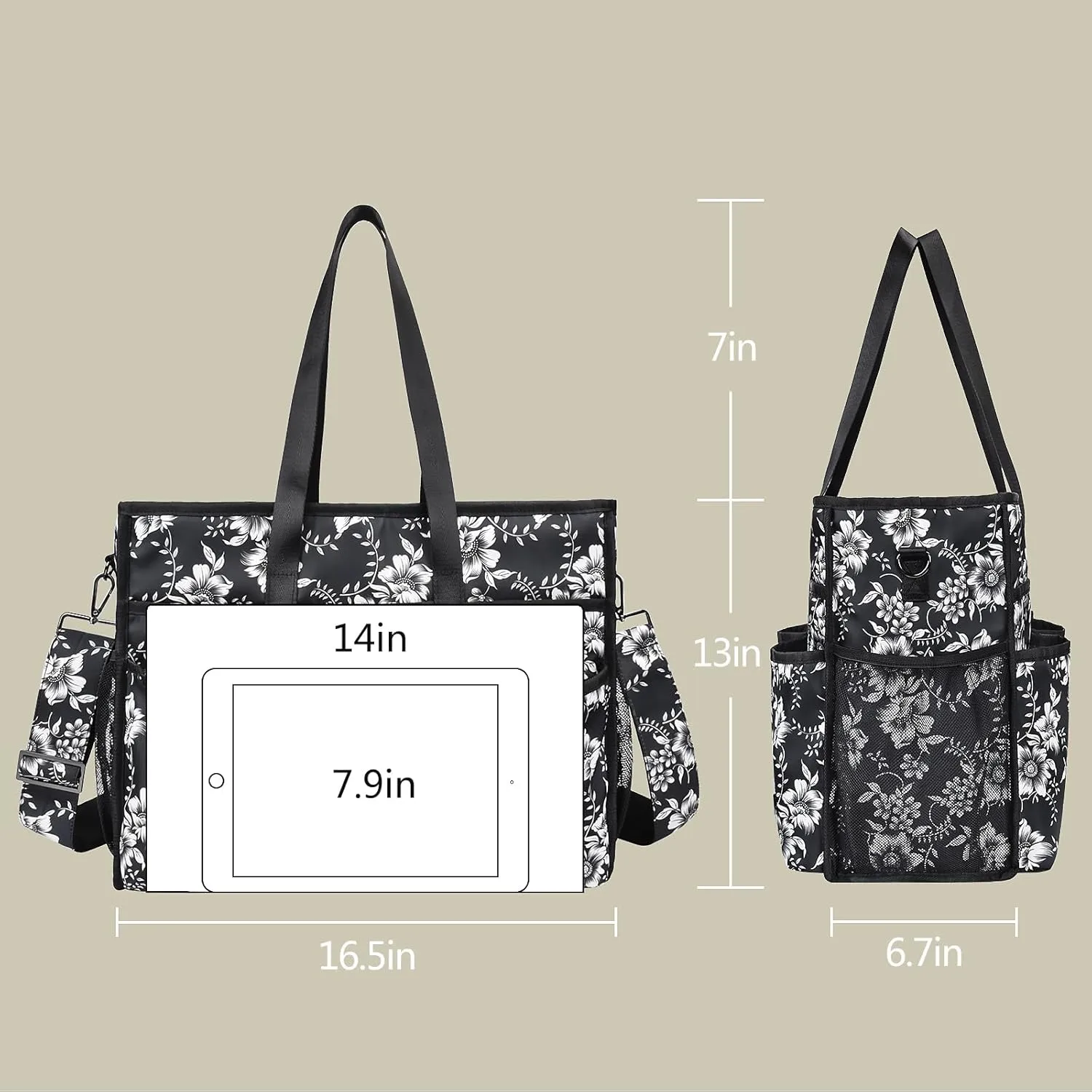 CLOUDMUSIC Large Tote Bag For Women Travel Nurse Teacher Work Waterpoof With Zipper Utility Everything Bags