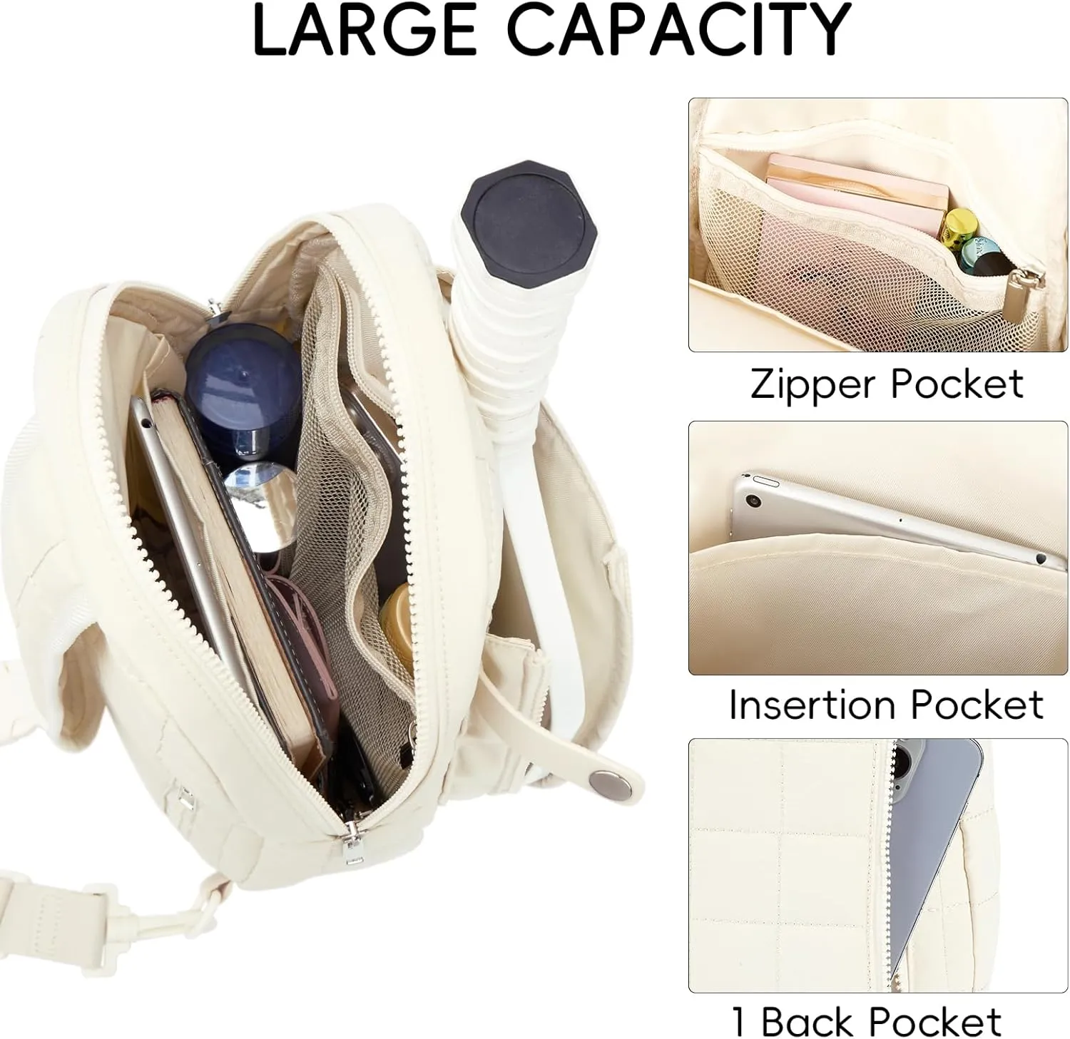 CLUCI Pickleball Bag for Women, Quilted Crossbody Bags for Women Men, Puffer Travel Sling Bag