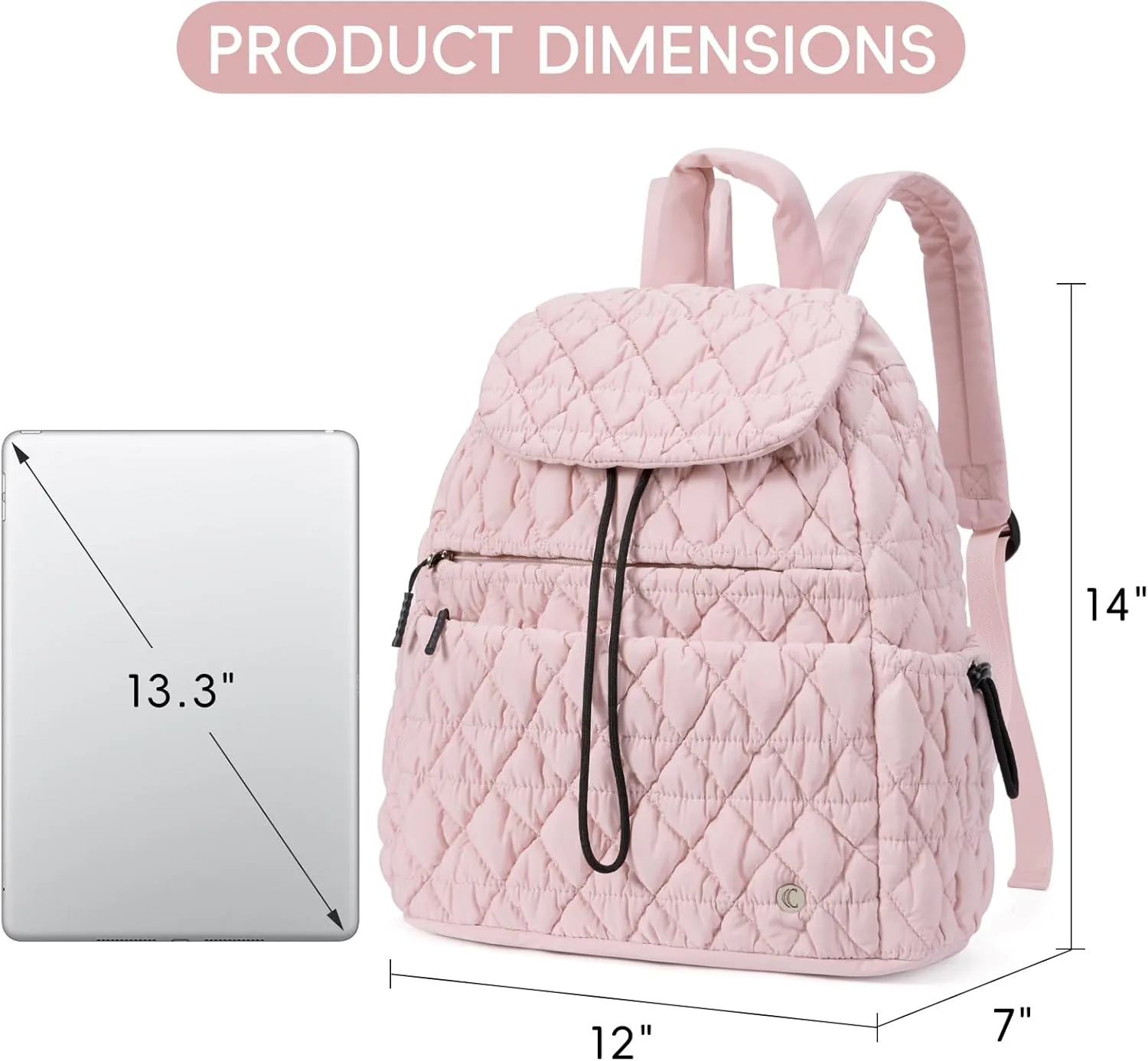 CLUCI Puffy Quilted Backpack Purse for Women, Casual Lightweight Daypack for Women Travel