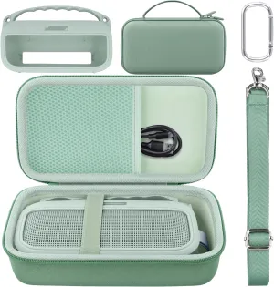 co2CREA Hard Case and Silicone Case Replacement for Bose New SoundLink Flex 2nd Gen/Bose SoundLink Flex Bluetooth Portable Speaker, Protective Case with Carabiner and Shoulder Strap (Alpine Sage Case)
