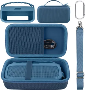co2CREA Hard Case and Silicone Case Replacement for Bose New SoundLink Flex 2nd Gen/Bose SoundLink Flex Bluetooth Portable Speaker, Protective Case with Carabiner and Shoulder Strap (Blue Dusk Case)