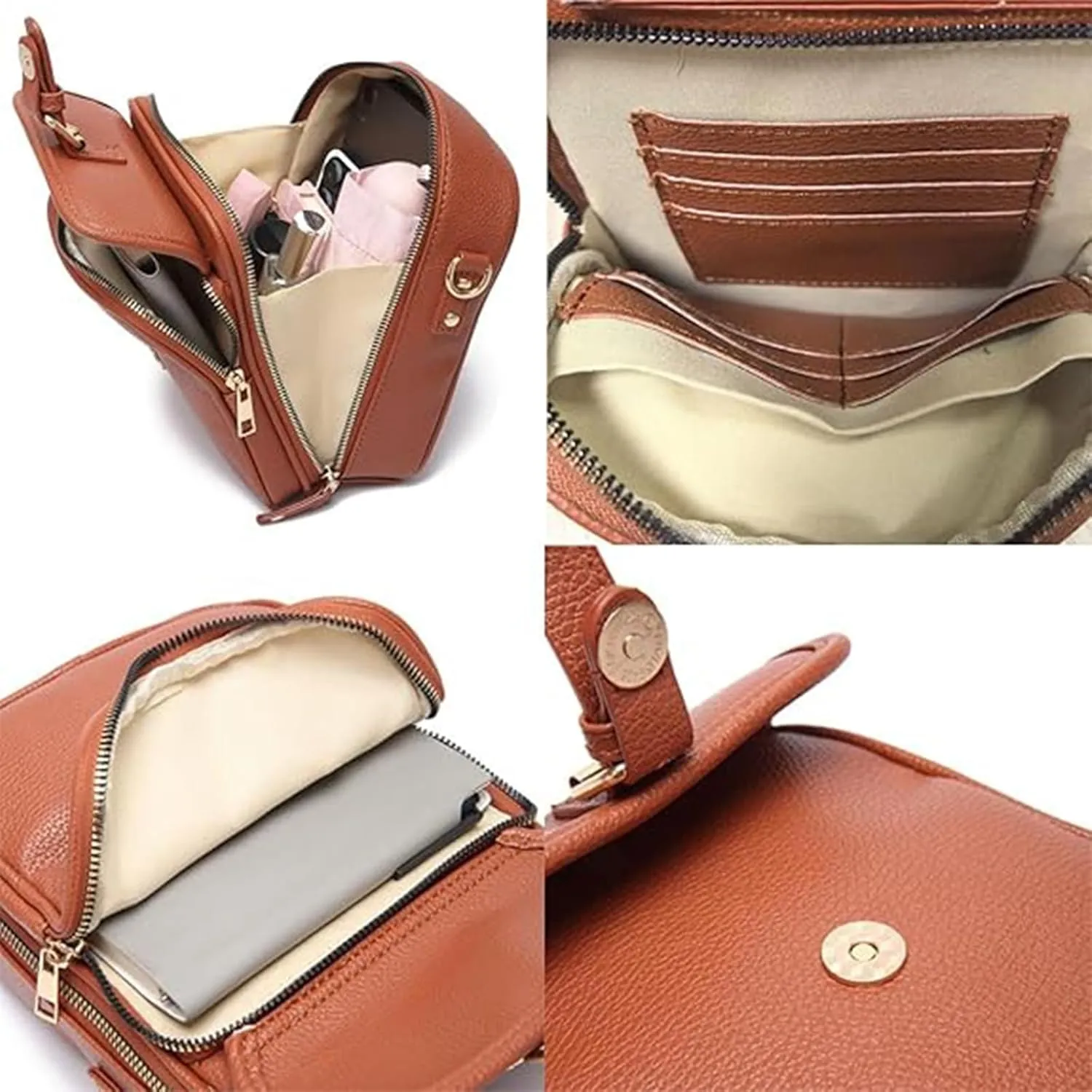 Collaboraten1 Crossbody Leather Bag, Collaboraten1 Mini Cross Bags Built In Wallet, Theft Shoulder Bags for Women Travel