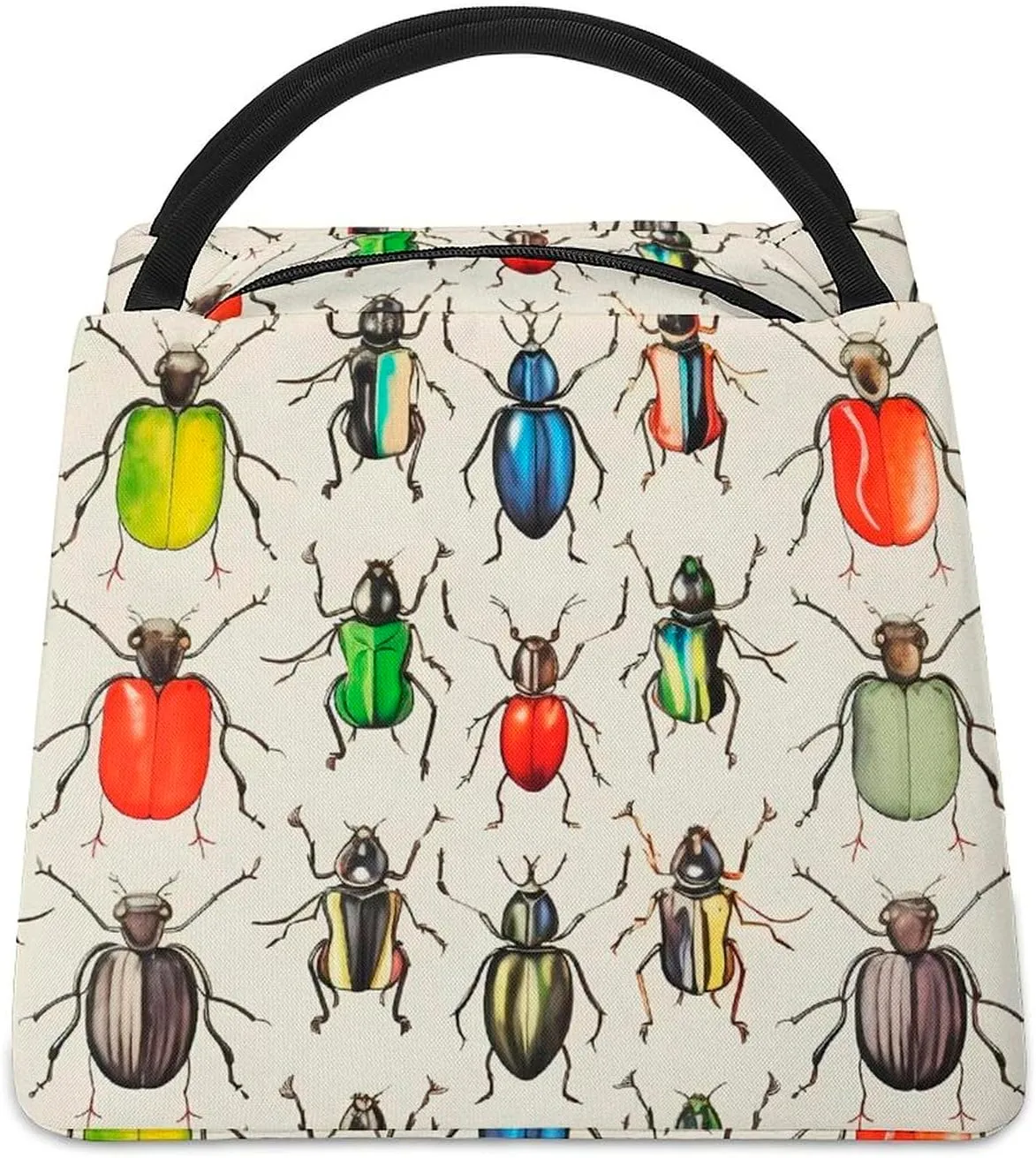 Colorful Insects Printed Lunch Bag Portable Lunch Tote Insulated Cooler Container for Travel Work Picnic