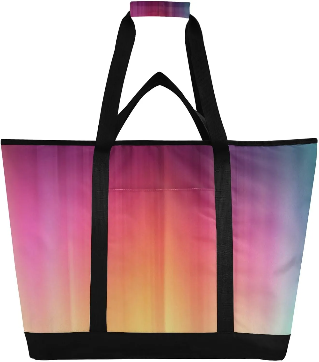 Colourful Pattern Reusable Insulated Lunchbox Cooler Bag, Leakproof Kitchen Grocery Bag Collapsible Portable Cooler Tote Bag for Picnic, Camping, Office, Travel