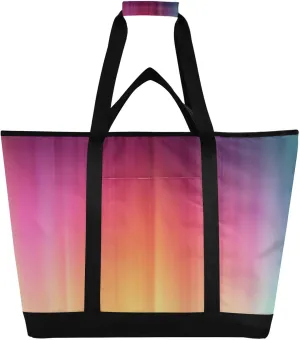 Colourful Pattern Reusable Insulated Lunchbox Cooler Bag, Leakproof Kitchen Grocery Bag Collapsible Portable Cooler Tote Bag for Picnic, Camping, Office, Travel