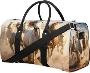 Cool Running Horse Travel Duffel Bag for Women Men Waterproof Foldable Overnight Weekender Bag Large Capacity Sports Gym Bag