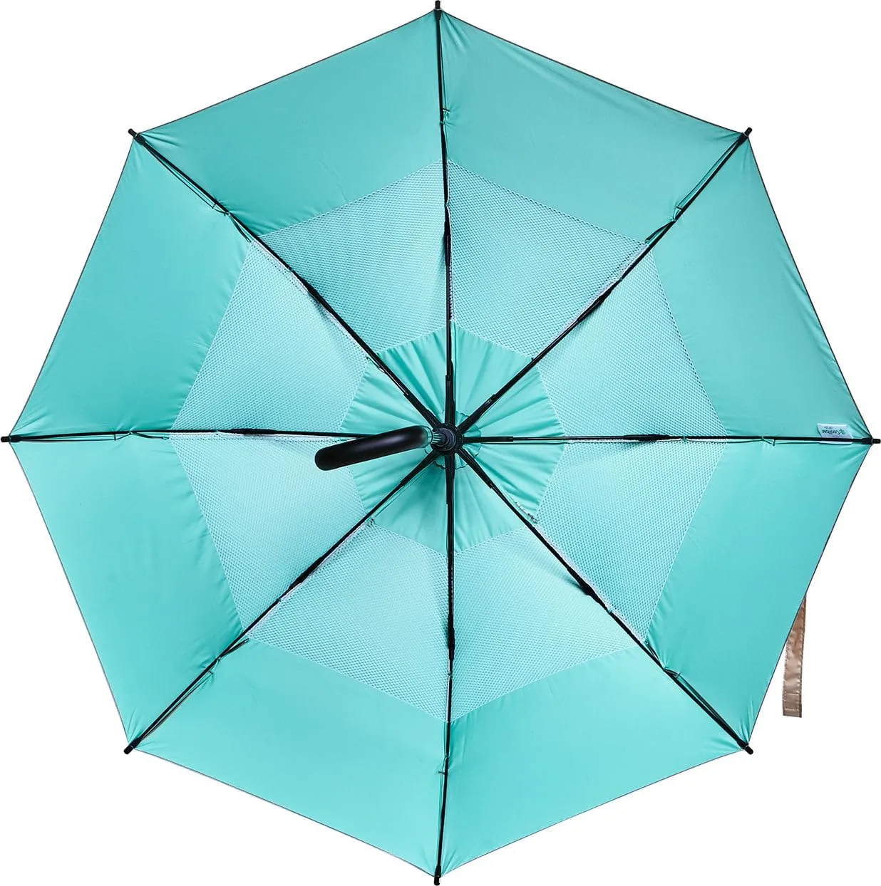 Coolibar UPF 50  48 Inch Calotta Fashion Umbrella - Sun Protective (One Size- Gold/Aqua Metallic)