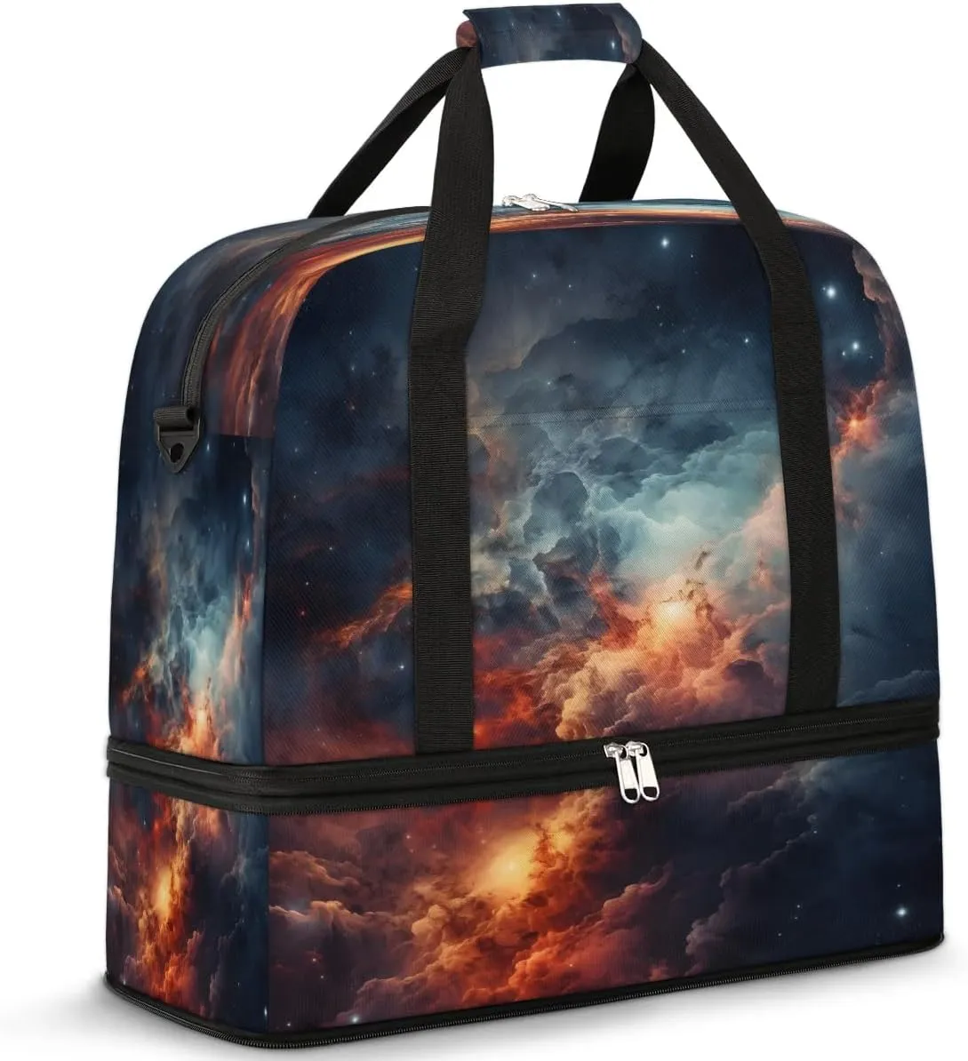 Cosmic Storm Travel Duffel Bag, Travel Essentials, Gym Bag for Women, Weekender Overnight Bag With Shoes Compartment, Carry On Bags for Airplanes
