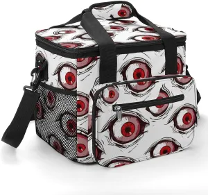 Crazy Scary Eyeballs Soft Cooler Bag Insulated Grocery Bags Large Lunch Box for Travel Camping Car