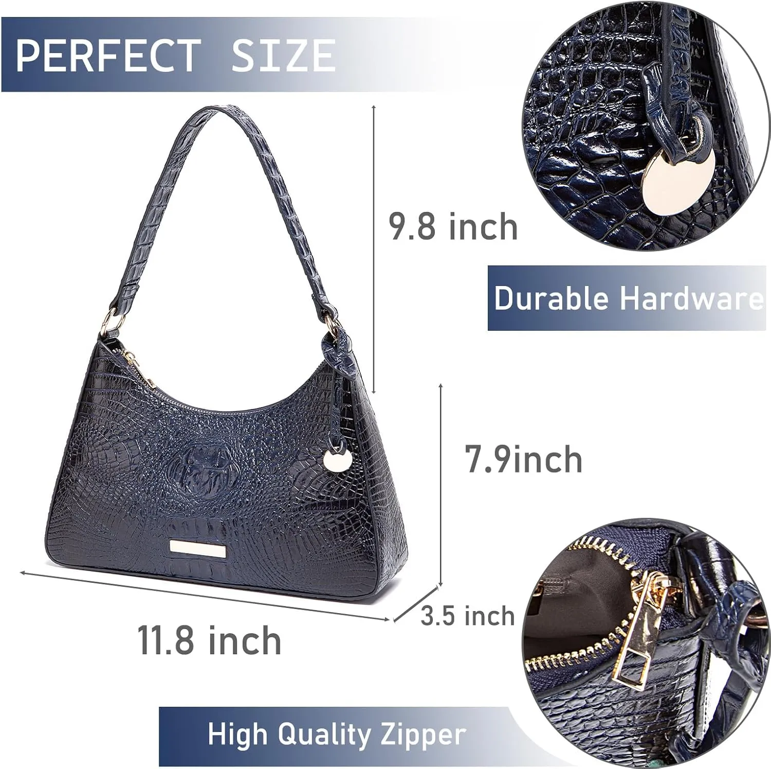 crocodile-embossed Hobo Purse for Women Large Shoulder Purses and Handbags Tote Bags