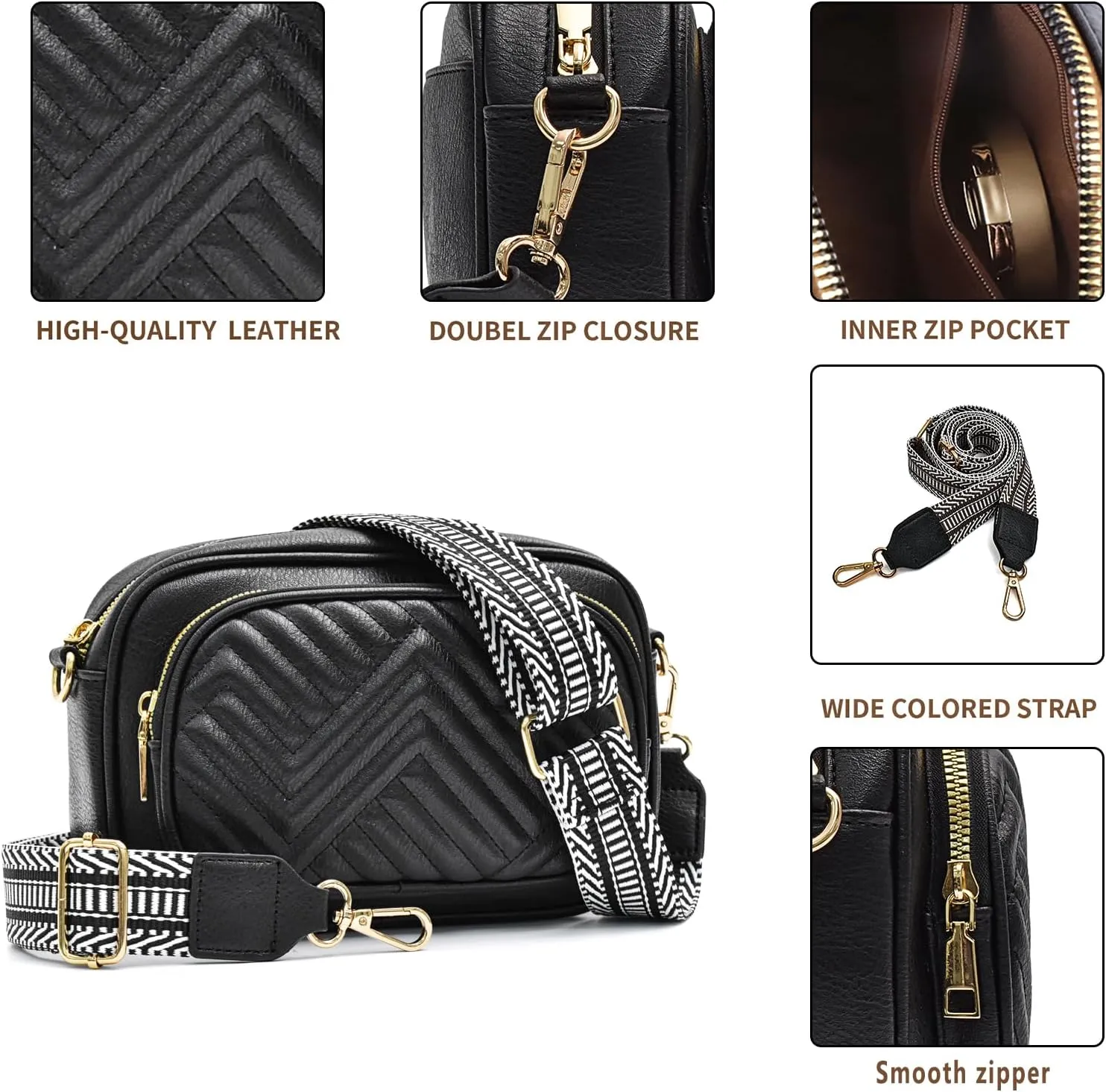 Crossbody Bags for Women Quilted Crossbody Purses Crossbody Bags Trendy Small Shoulder Bag with Wide Strap