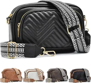 Crossbody Bags for Women Quilted Crossbody Purses Crossbody Bags Trendy Small Shoulder Bag with Wide Strap