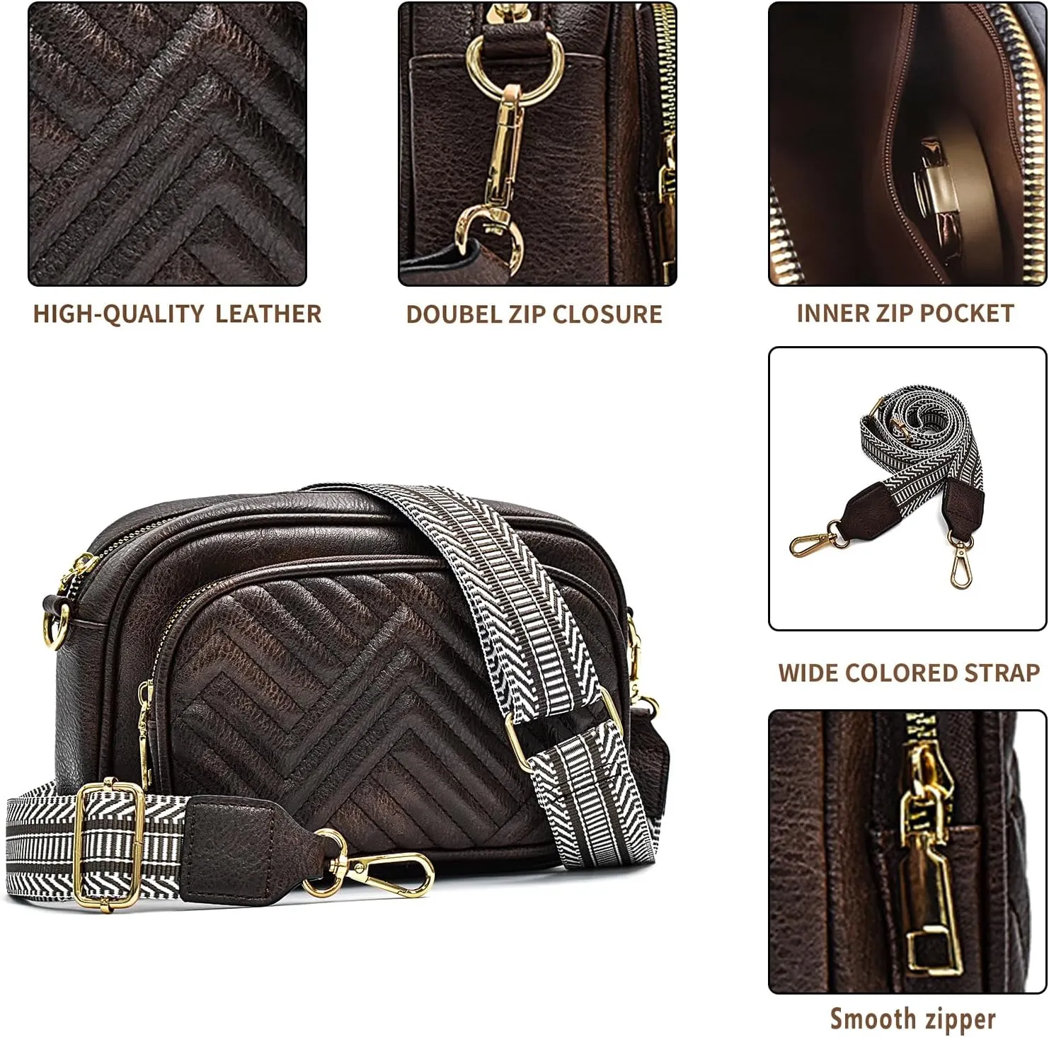 Crossbody Bags for Women Quilted Crossbody Purses Crossbody Bags Trendy Small Shoulder Bag with Wide Strap