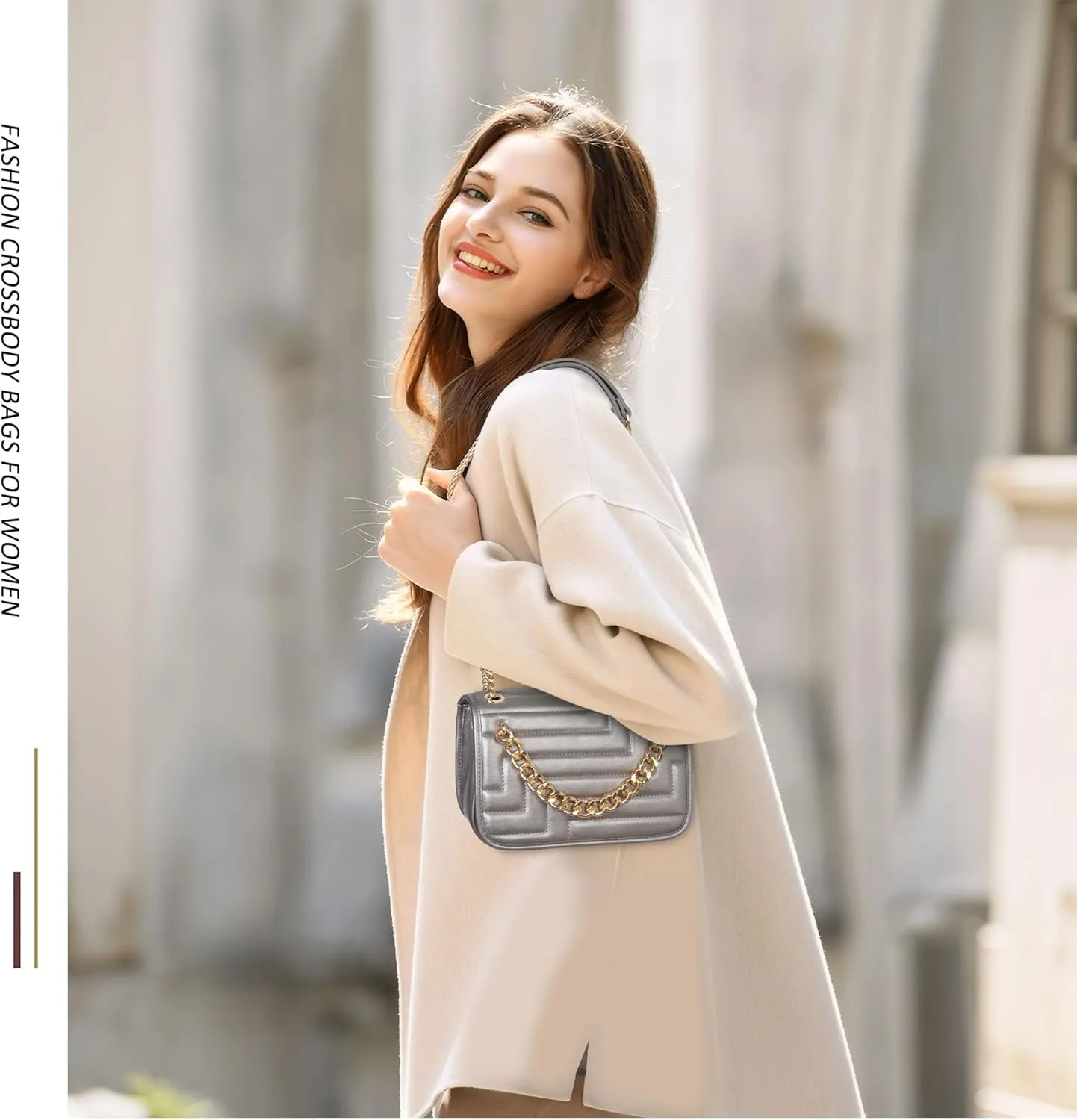 Crossbody Bags for Women,Vegan Leather Purses for Women,Small Shoulder Handbags with Chain Strap