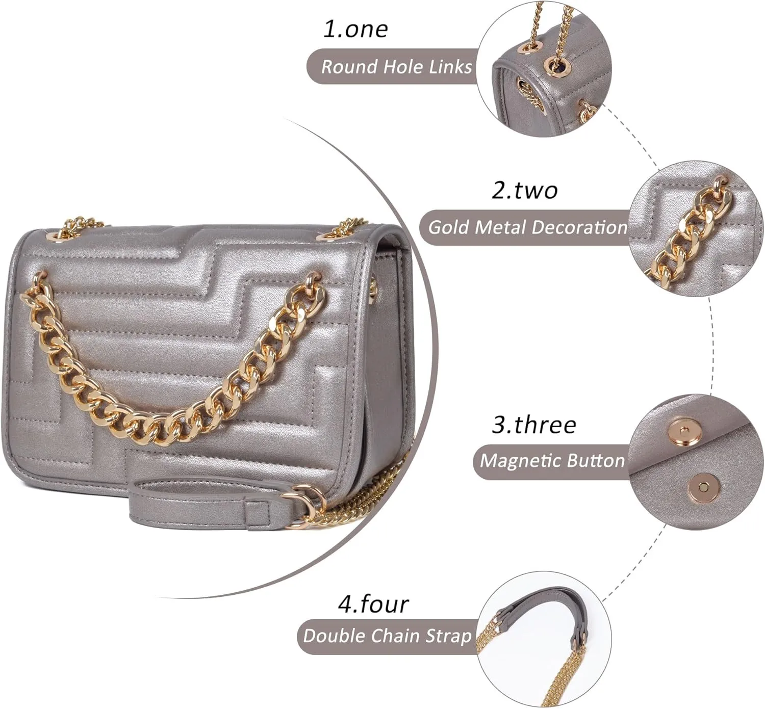 Crossbody Bags for Women,Vegan Leather Purses for Women,Small Shoulder Handbags with Chain Strap
