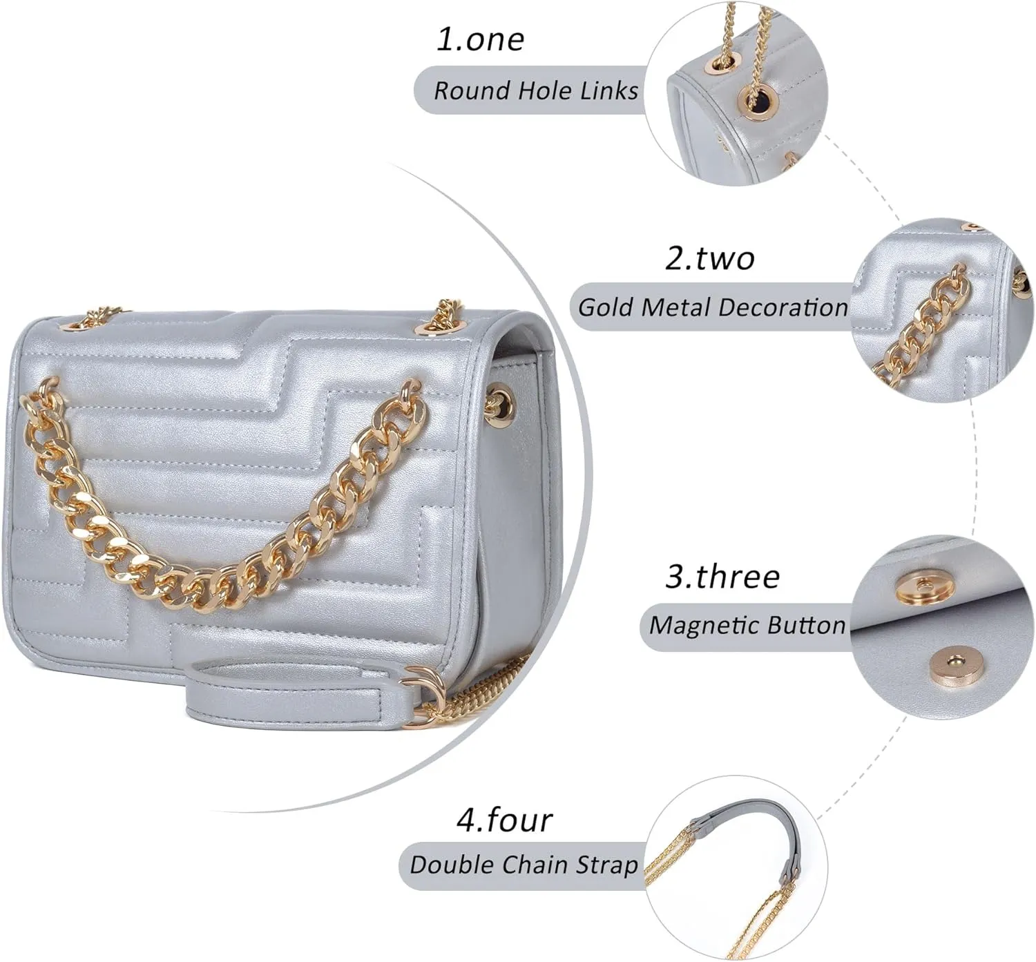 Crossbody Bags for Women,Vegan Leather Purses for Women,Small Shoulder Handbags with Chain Strap