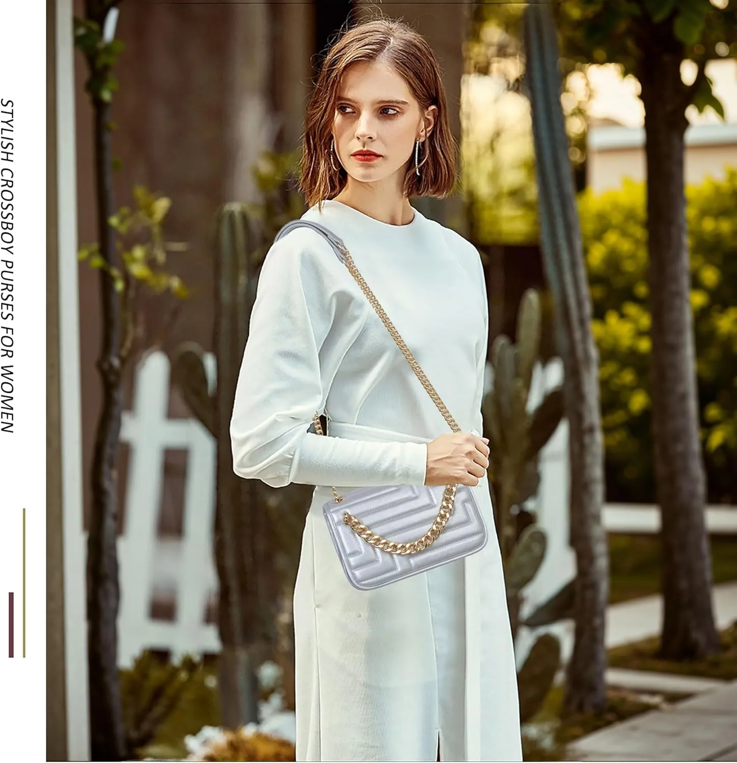 Crossbody Bags for Women,Vegan Leather Purses for Women,Small Shoulder Handbags with Chain Strap