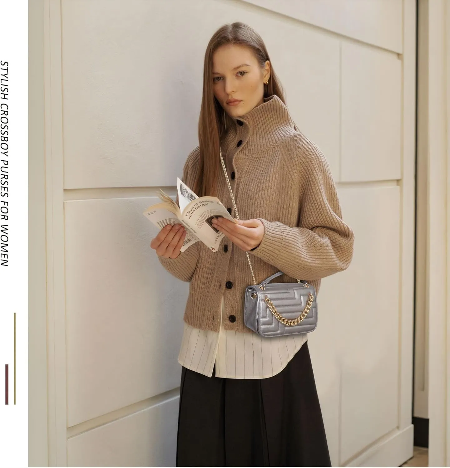 Crossbody Bags for Women,Vegan Leather Purses for Women,Small Shoulder Handbags with Chain Strap