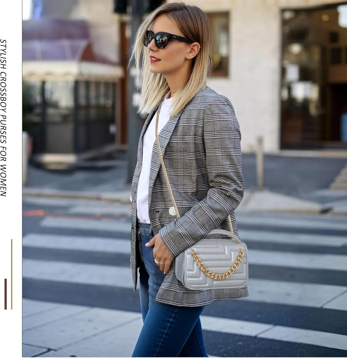 Crossbody Bags for Women,Vegan Leather Purses for Women,Small Shoulder Handbags with Chain Strap