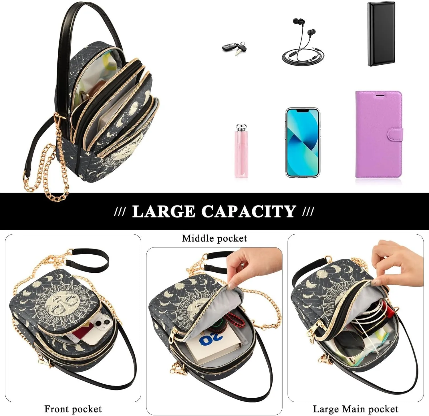Crossbody Bags Small Phone Bag with Shoulder Strap, Women's Quilted Crossbody Handbags