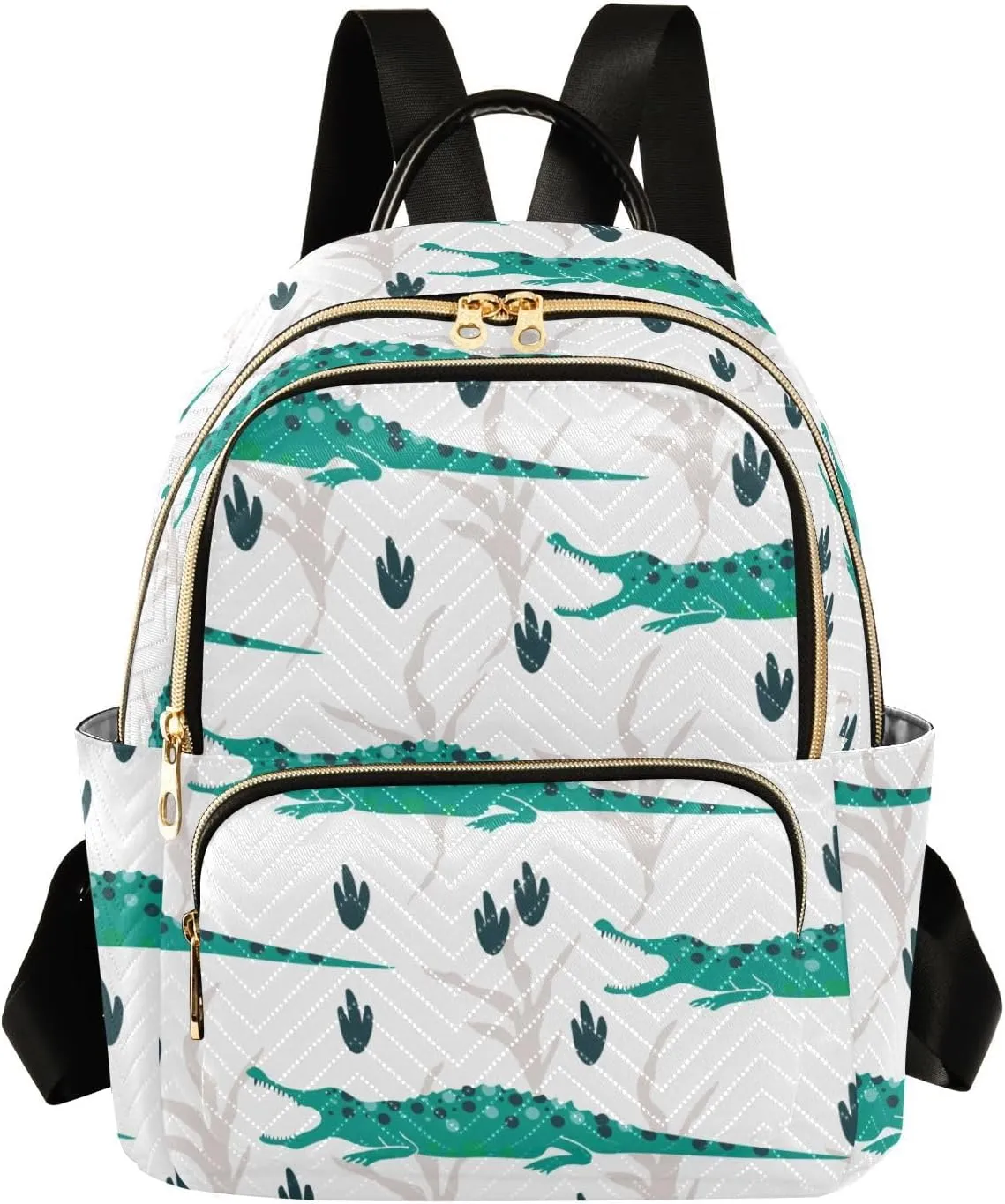 Cute Crocodiles Mini Backpack Women's Quilted Small Backpack Purse for Women College Fashion Travel Daypack Shoulder Bag