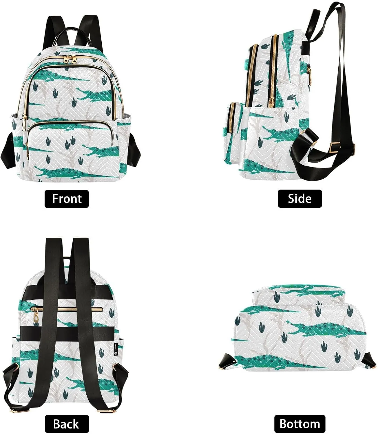 Cute Crocodiles Mini Backpack Women's Quilted Small Backpack Purse for Women College Fashion Travel Daypack Shoulder Bag